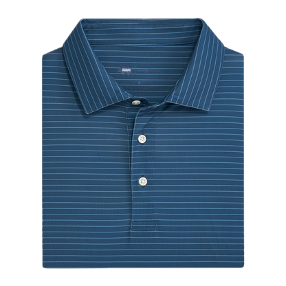 Atlantic Stripe Performance Polo - Ensign Blue