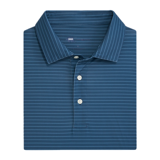 Atlantic Stripe Performance Polo - Ensign Blue