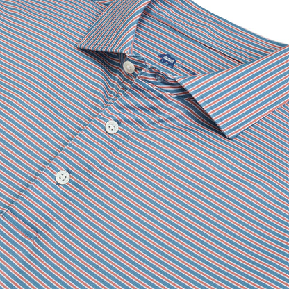 Trophy Stripe Performance Pique Polo - Captains Blue