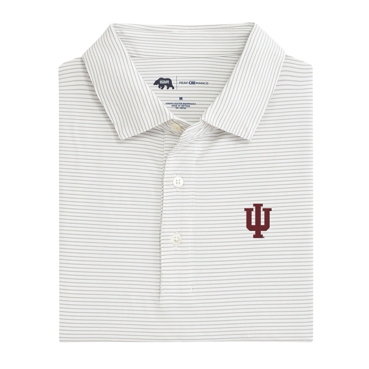 Indiana IU Birdie Stripe Performance Polo - Crimson