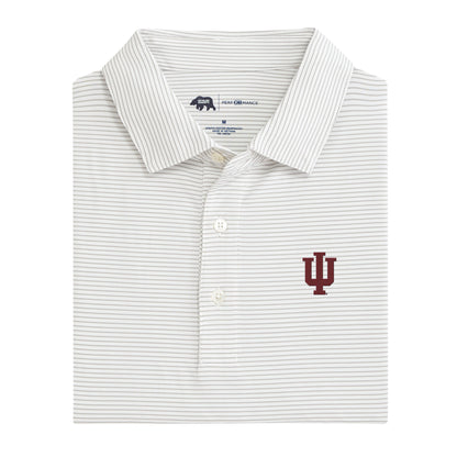 Indiana IU Birdie Stripe Performance Polo - Crimson
