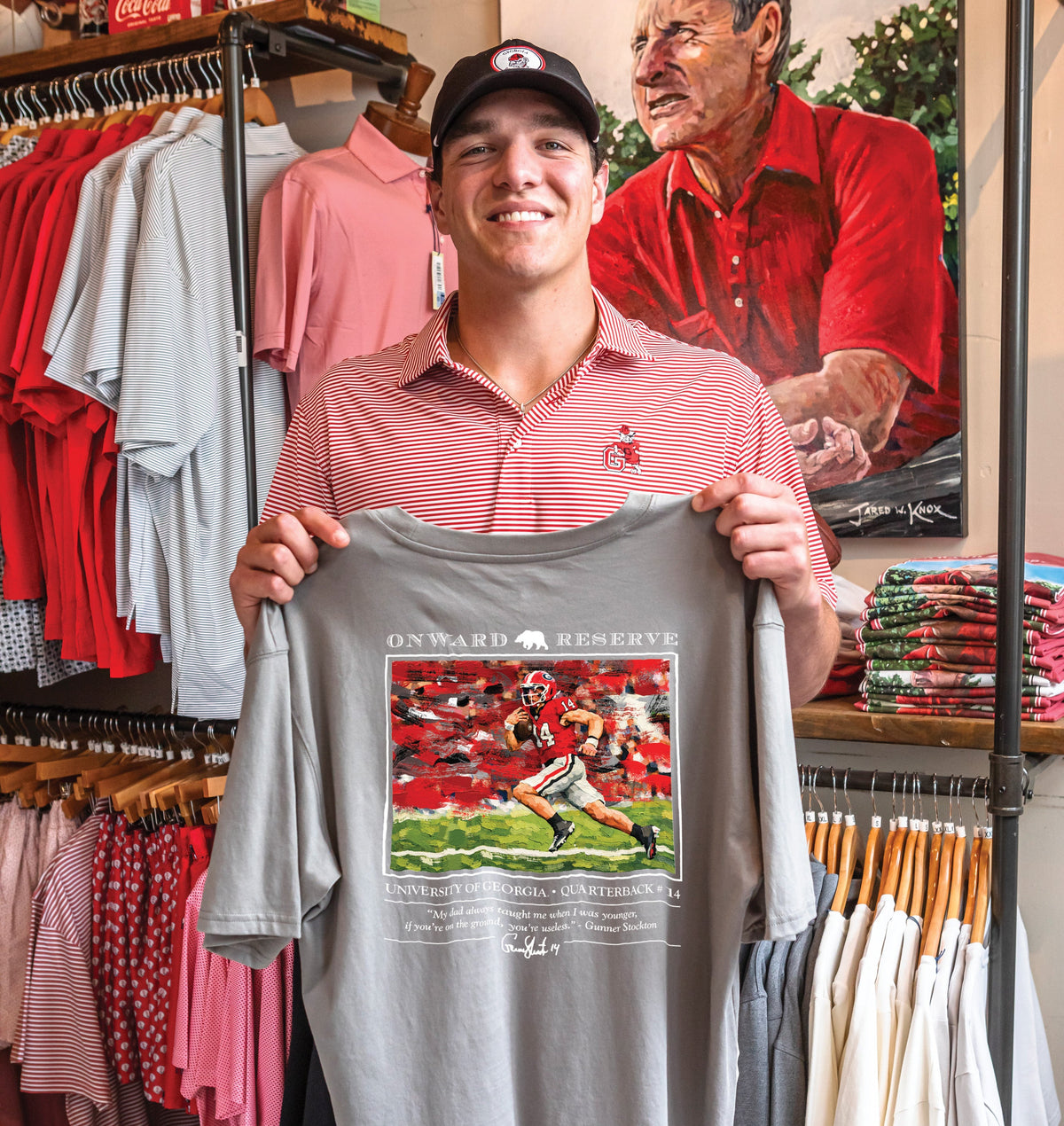 UGA Youth Gunner Stockton #14 Tee - Granite