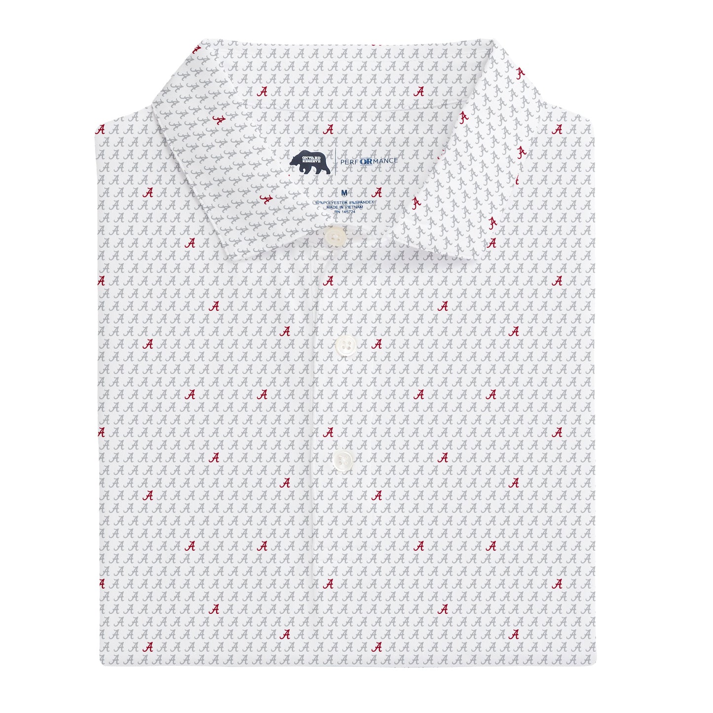 Alabama Script A Printed Performance Polo - White