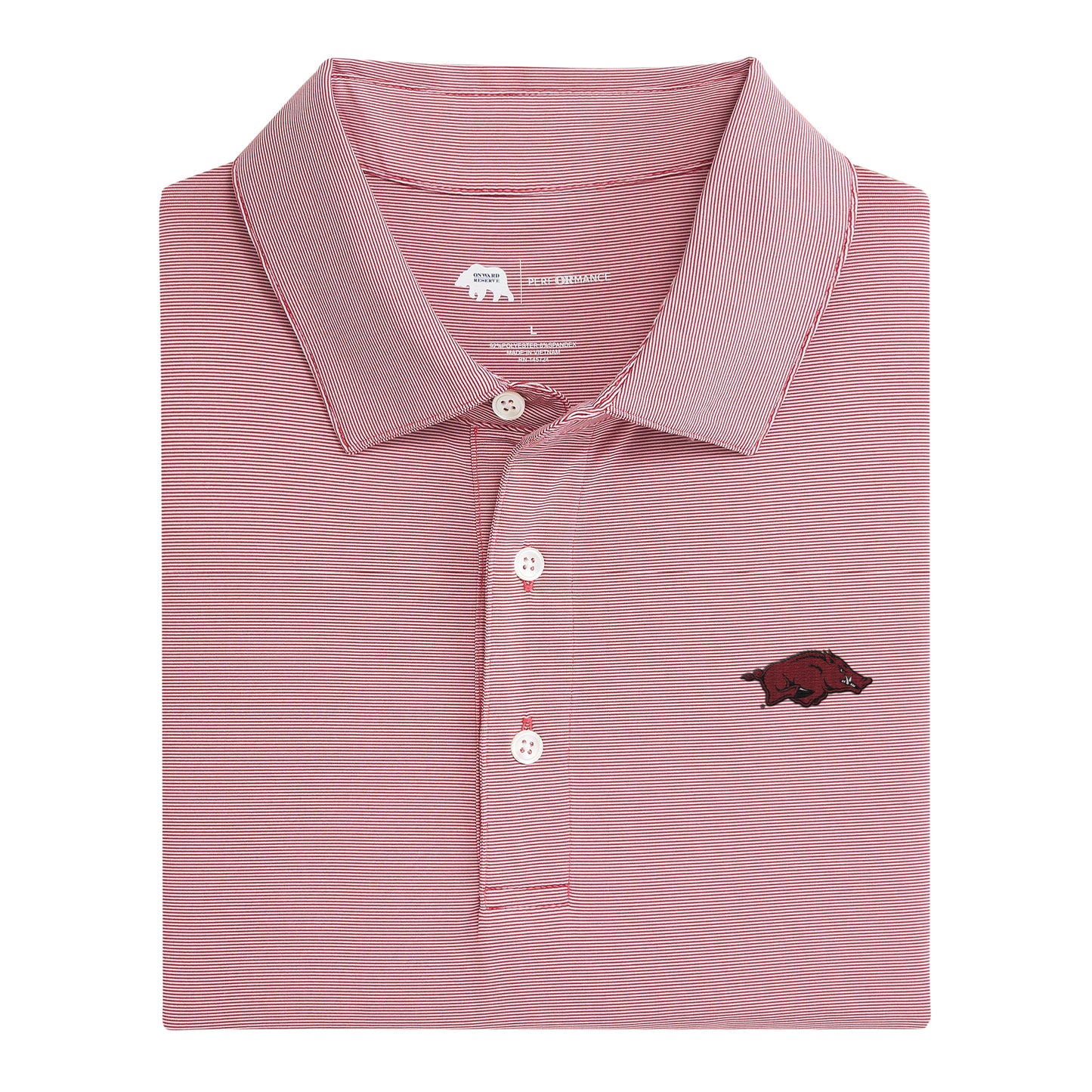 Arkansas Hairline Stripe Performance Polo