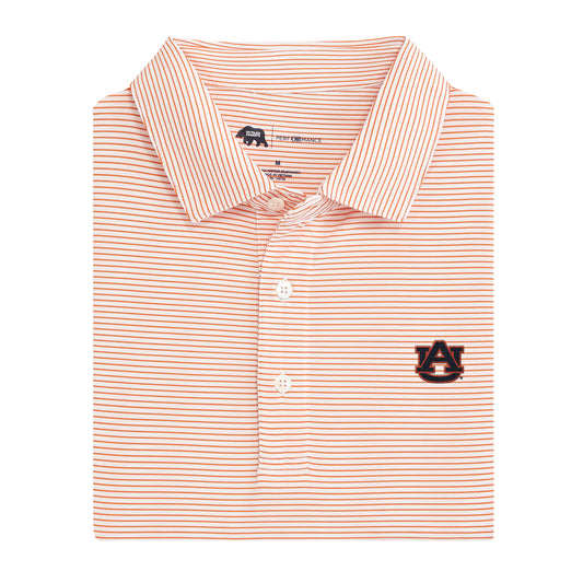 Auburn AU Birdie Stripe Performance Polo - White/Orange