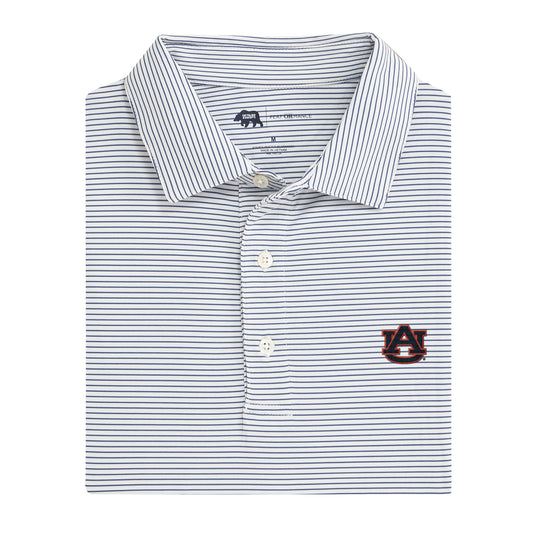 Auburn AU Birdie Stripe Performance Polo - White/Navy