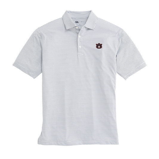 Auburn AU Birdie Stripe Performance Polo - White/Navy