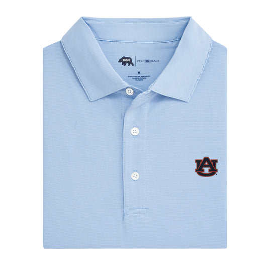 Auburn AU Hairline Stripe Performance Polo - Sky
