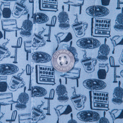 Waffle House Diner Printed Performance Polo - Sky
