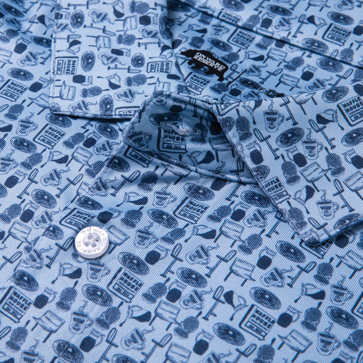 Waffle House Diner Printed Performance Polo - Sky