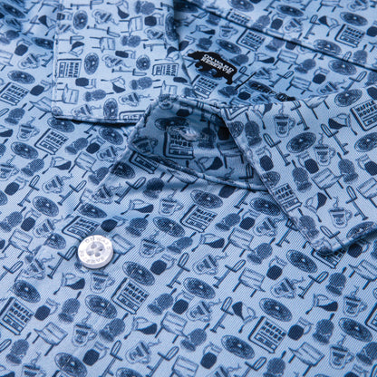 Waffle House Diner Printed Performance Polo - Sky