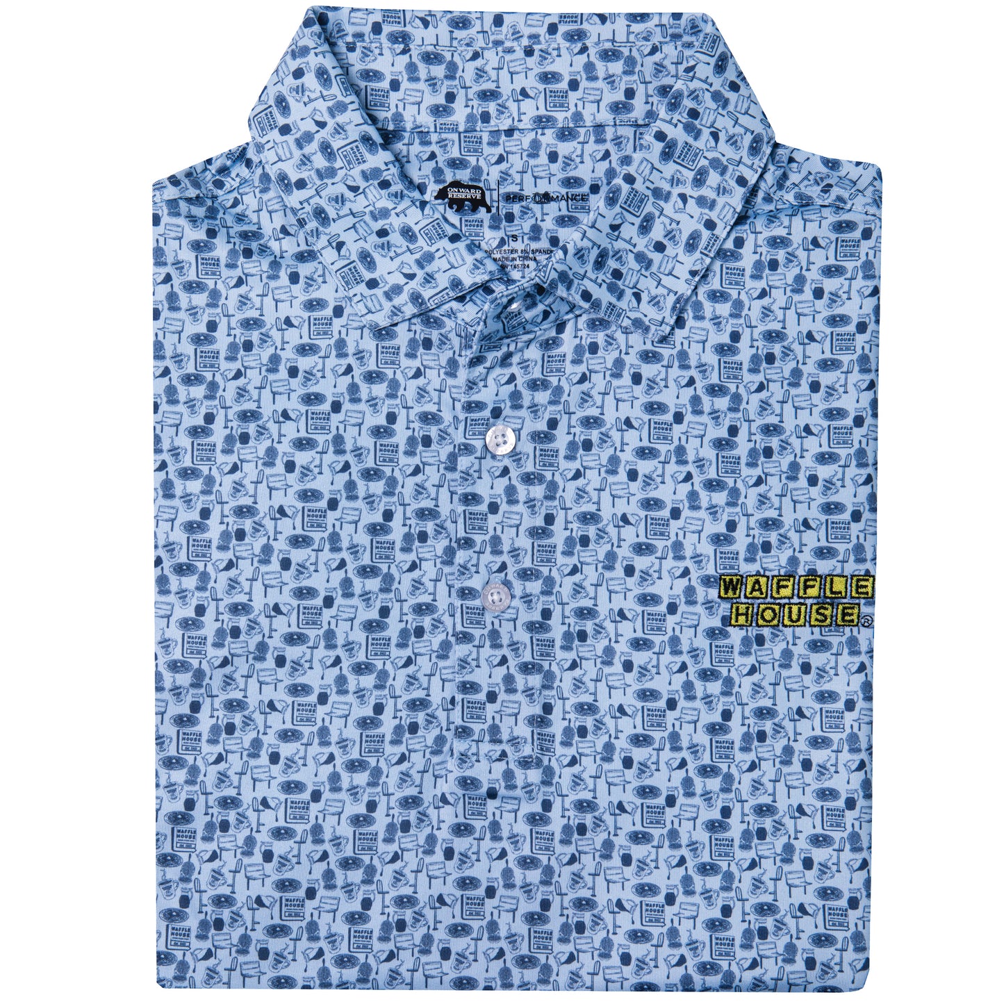 Waffle House Diner Printed Performance Polo - Sky