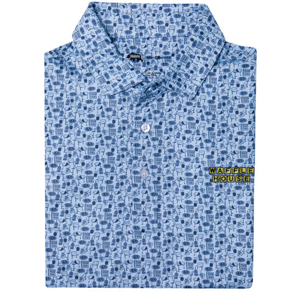 Waffle House Diner Printed Performance Polo - Sky