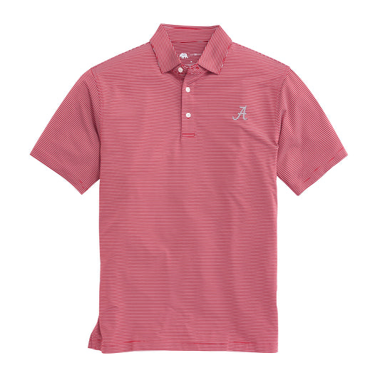 Alabama Script A Birdie Stripe Performance Polo - Crimson
