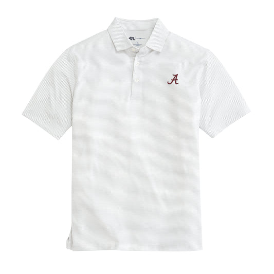 Alabama Script A Birdie Stripe Performance Polo - Mirage Grey