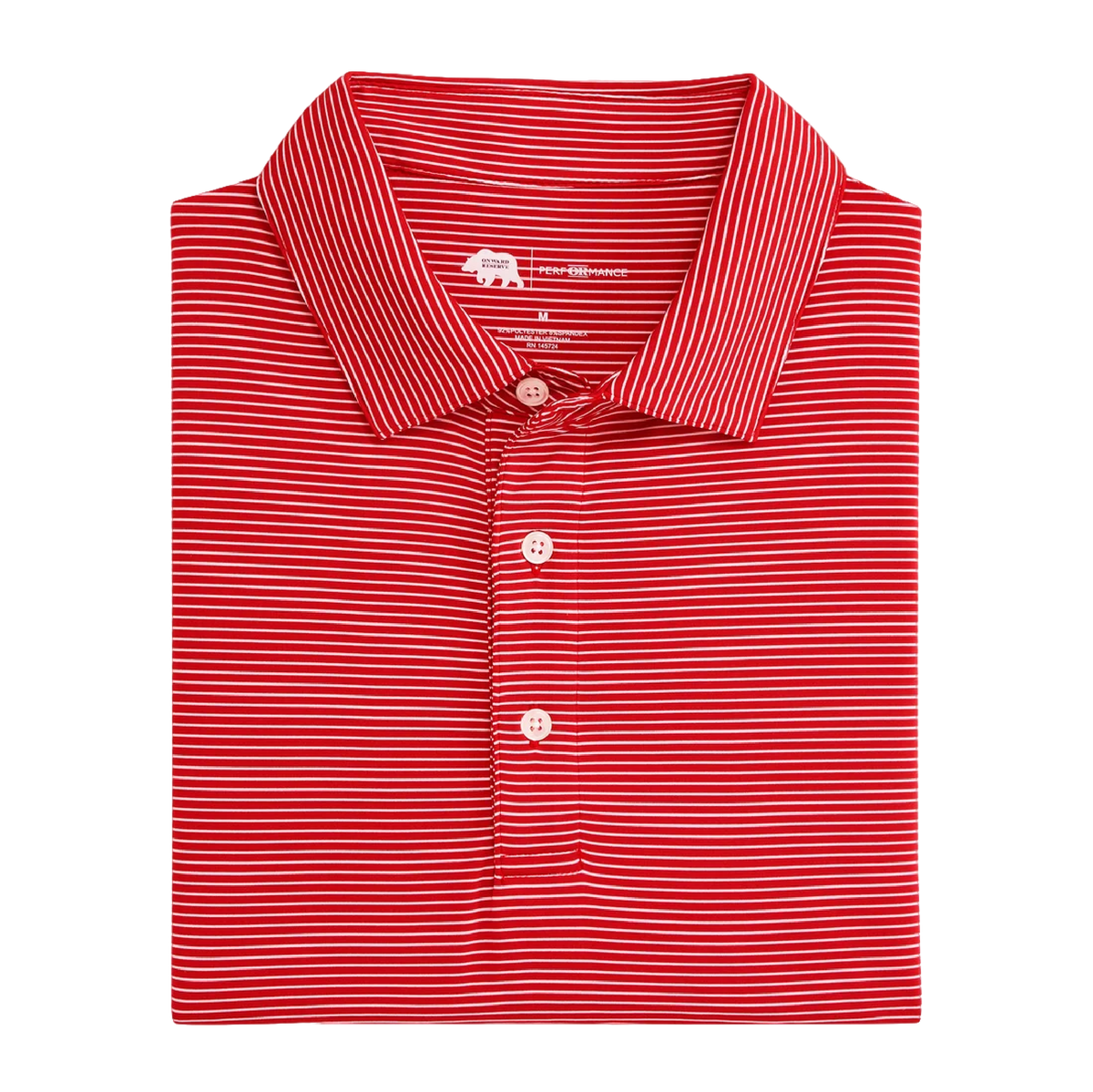 Birdie Stripe Performance Polo - Red/White