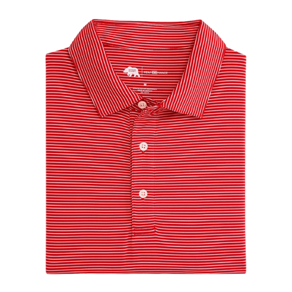 Birdie Stripe Performance Polo - Red/White