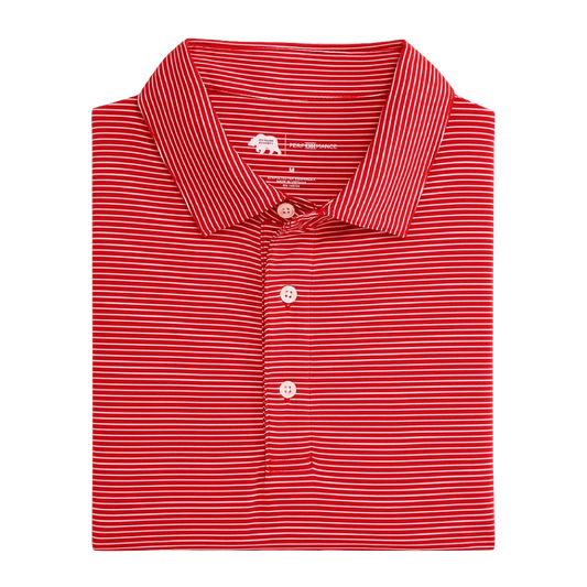 Birdie Stripe Performance Polo - Red/White