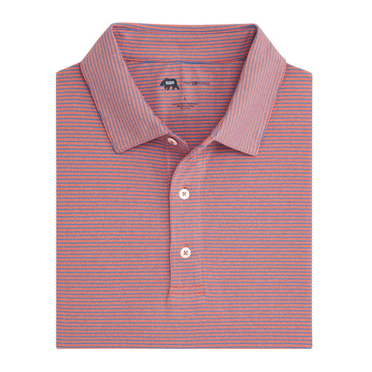 Birdie Stripe Performance Polo - Heather Autumn Glaze/Marina