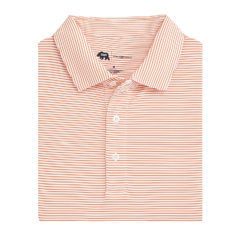 Birdie Stripe Performance Polo - White/Orange