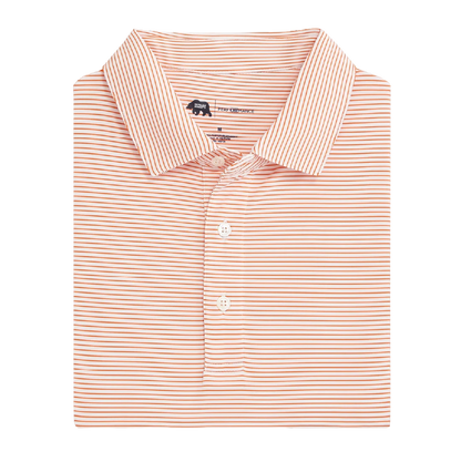 Birdie Stripe Performance Polo - White/Orange