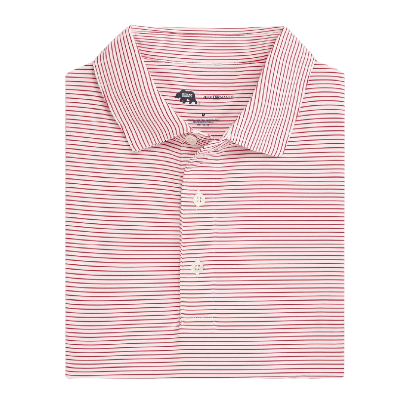 Birdie Stripe Performance Polo - White/Red