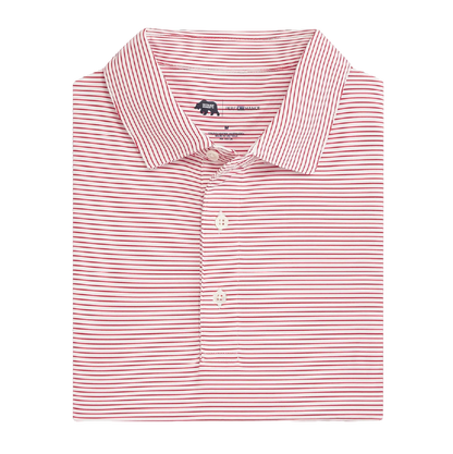 Birdie Stripe Performance Polo - White/Red