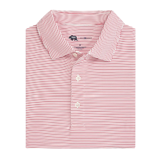 Birdie Stripe Performance Polo - White/Red
