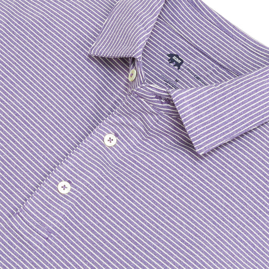 Birdie Stripe Performance Polo - Heather Loganberry/Smoke