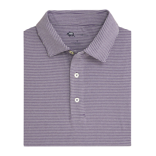 Birdie Stripe Performance Polo - Heather Loganberry/Smoke