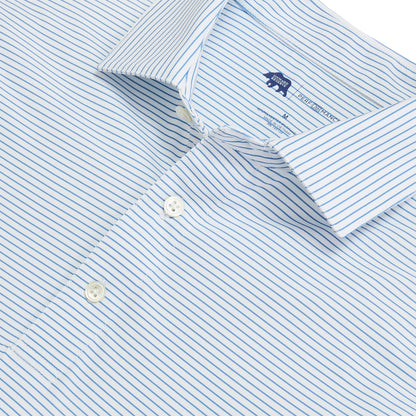 Birdie Stripe Performance Polo - Lichen Blue