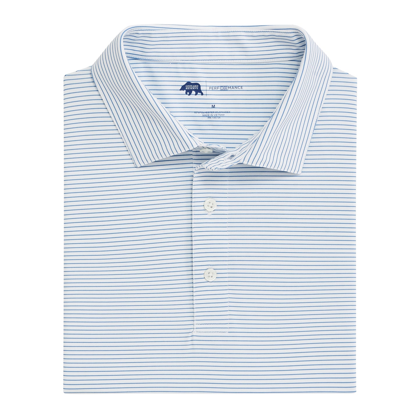 Birdie Stripe Performance Polo - Lichen Blue