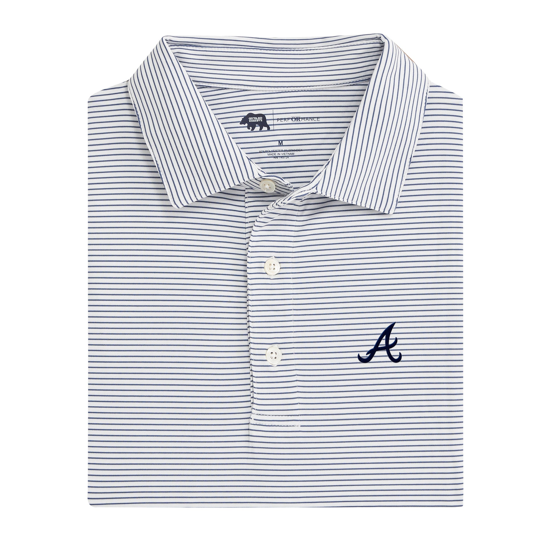 Atlanta Braves Birdie Stripe Performance Polo Dark Denim / XXL