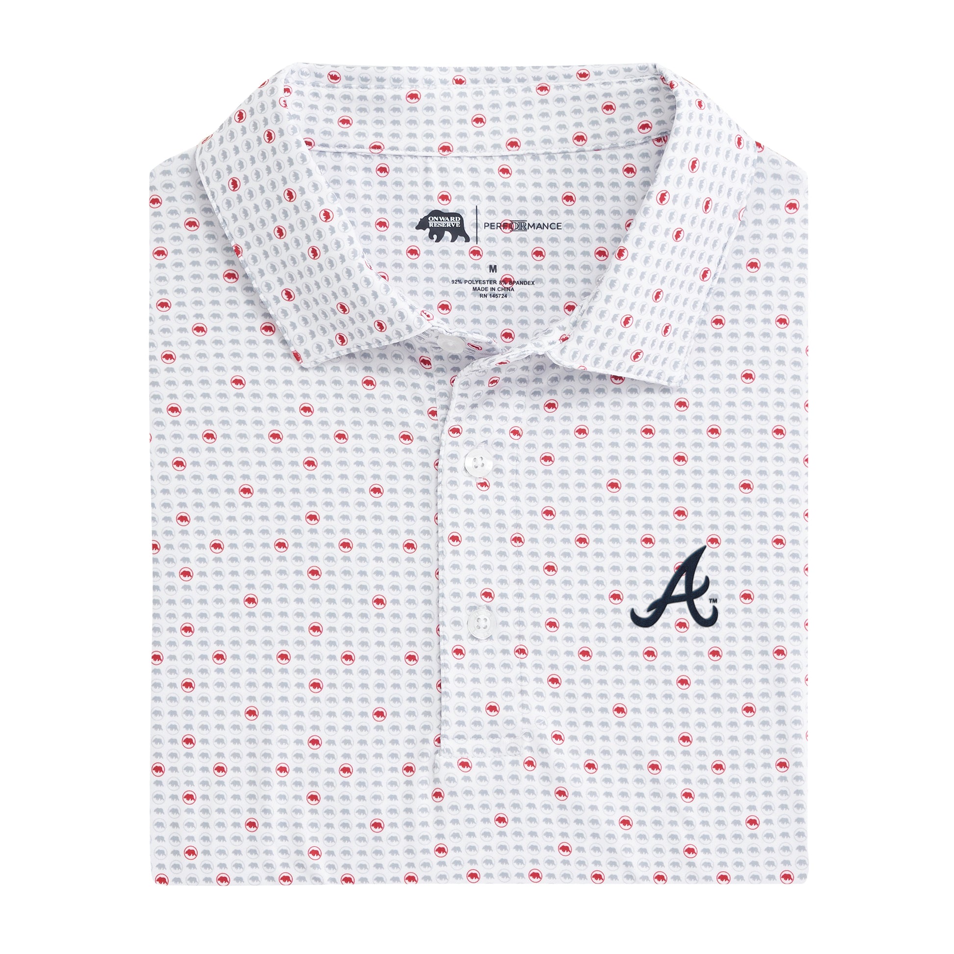 ONWARD RESERVE Performance Atlanta Braves Short Sleeve Polo Shirt Size L  NWT🔥