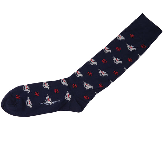 Navy Rose Cotton Sock
