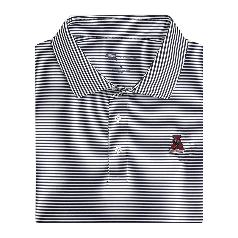 Alabama Vintage A Echo Stripe Performance Polo - Black