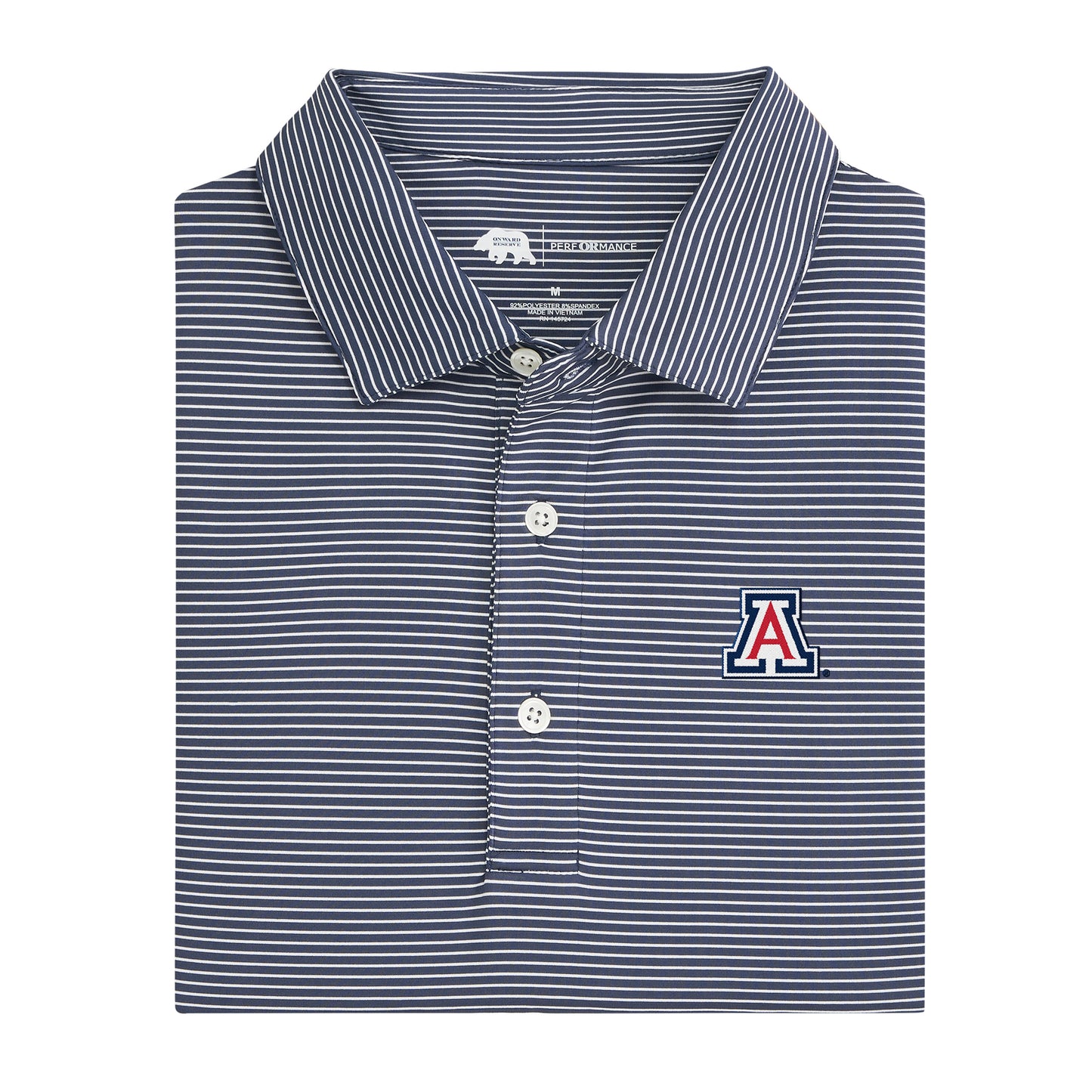 Arizona A Birdie Stripe Performance Polo - Dark Denim