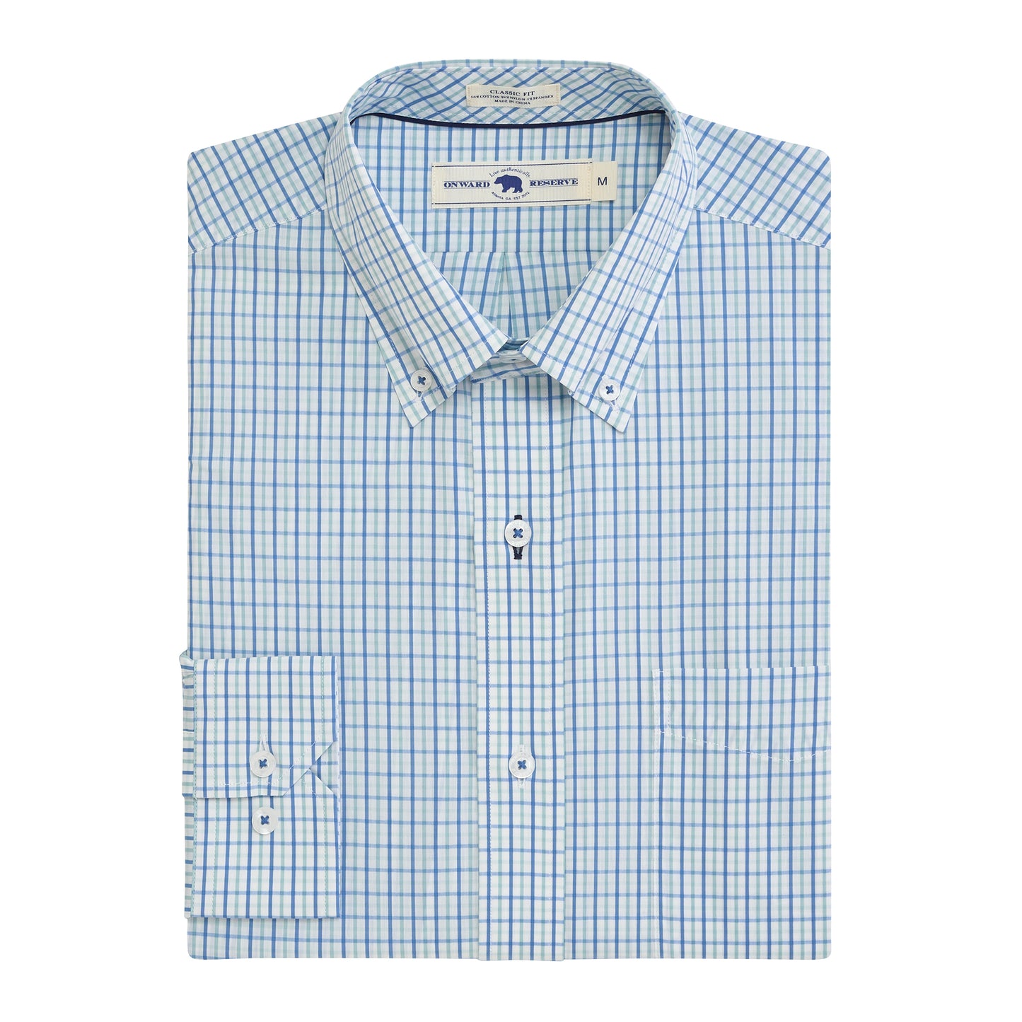 Quincy Classic Fit Quad Shirt - Ensign Blue