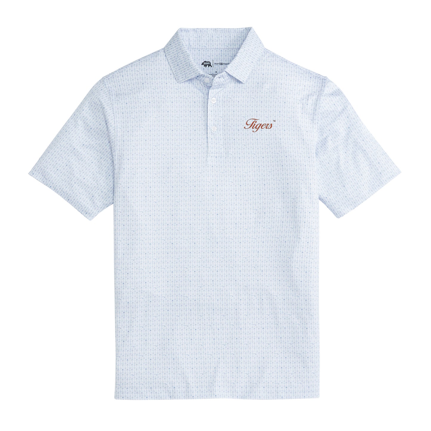 Tigers Vintage Script Tailgate Games Printed Performance Polo - Open Air