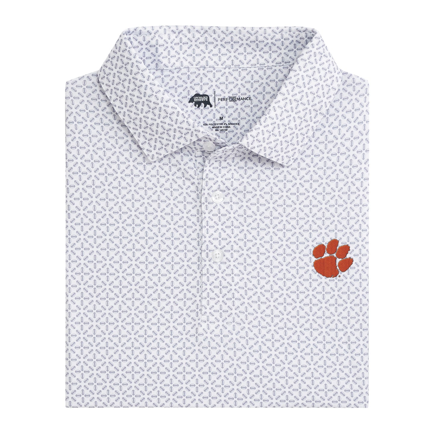 Clemson Gameday Printed Performance Polo - White