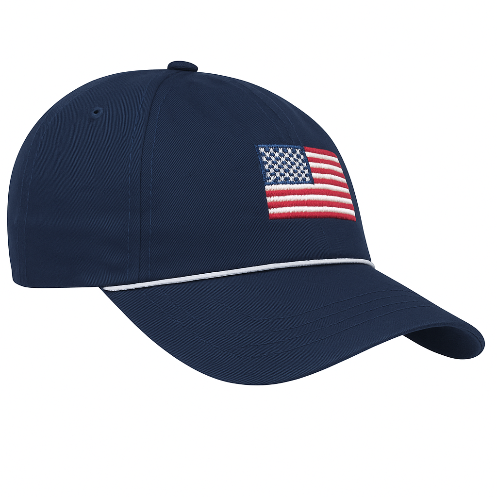 American Flag Rope Hat - Navy Hat / White Rope