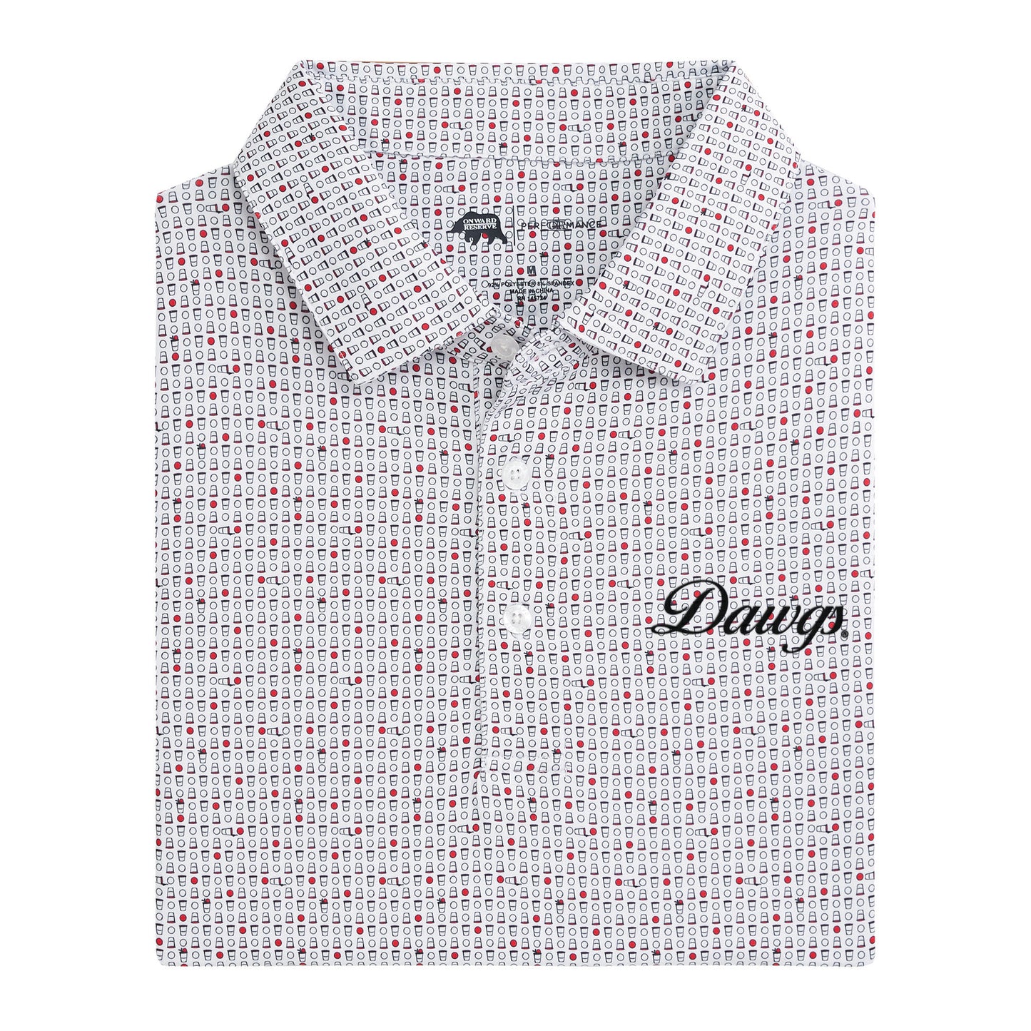 Dawgs Vintage Script Tailgate Games Printed Performance Polo - Red