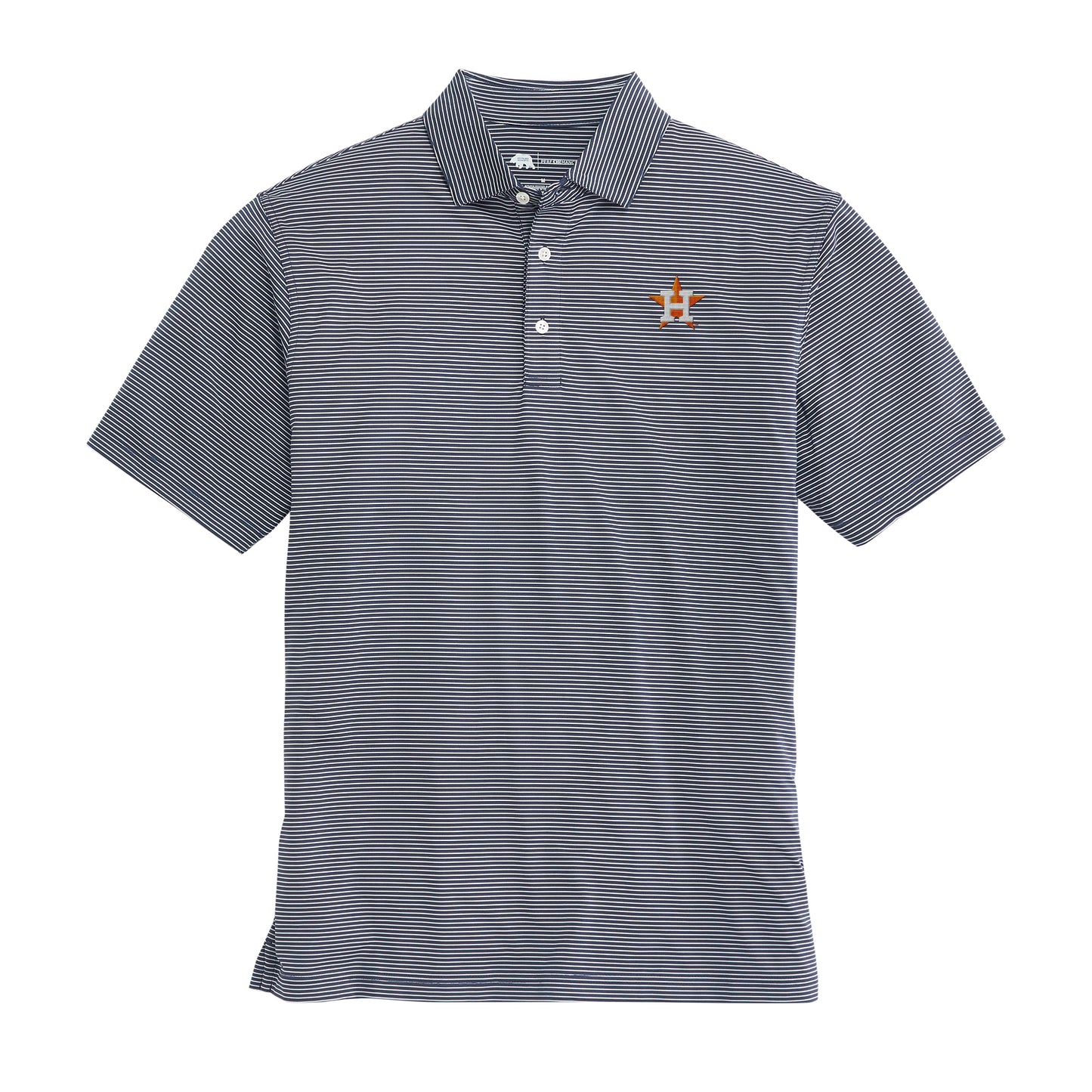 Houston Astros Birdie Stripe Performance Polo - Dark Denim