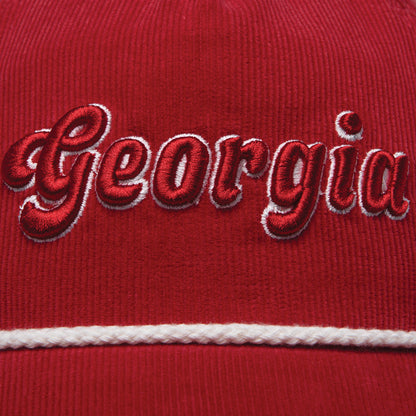 UGA Georgia Script Corduroy Rope Hat - Red