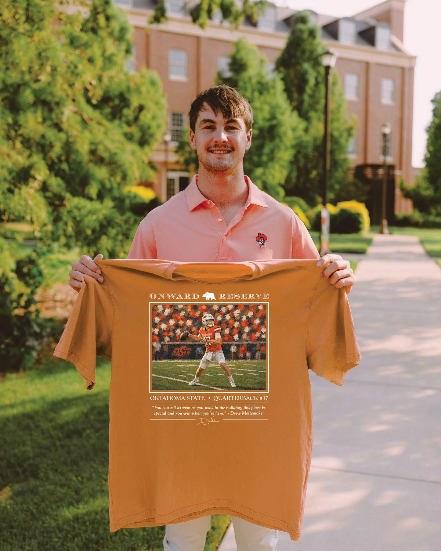 Oklahoma State Drew Mestemaker Tee - Washed Orange
