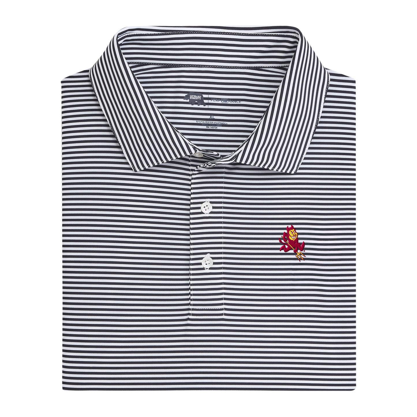 Arizona State Sparky Echo Stripe Performance Polo - Black