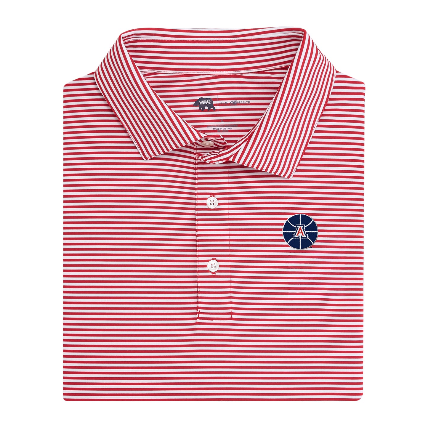 Arizona Basketball Echo Stripe Performance Polo - Red