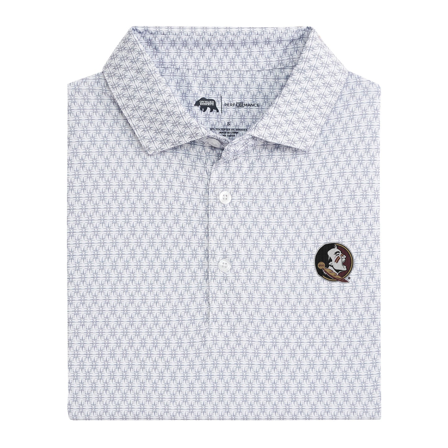 FSU Tents Printed Performance Polo - White