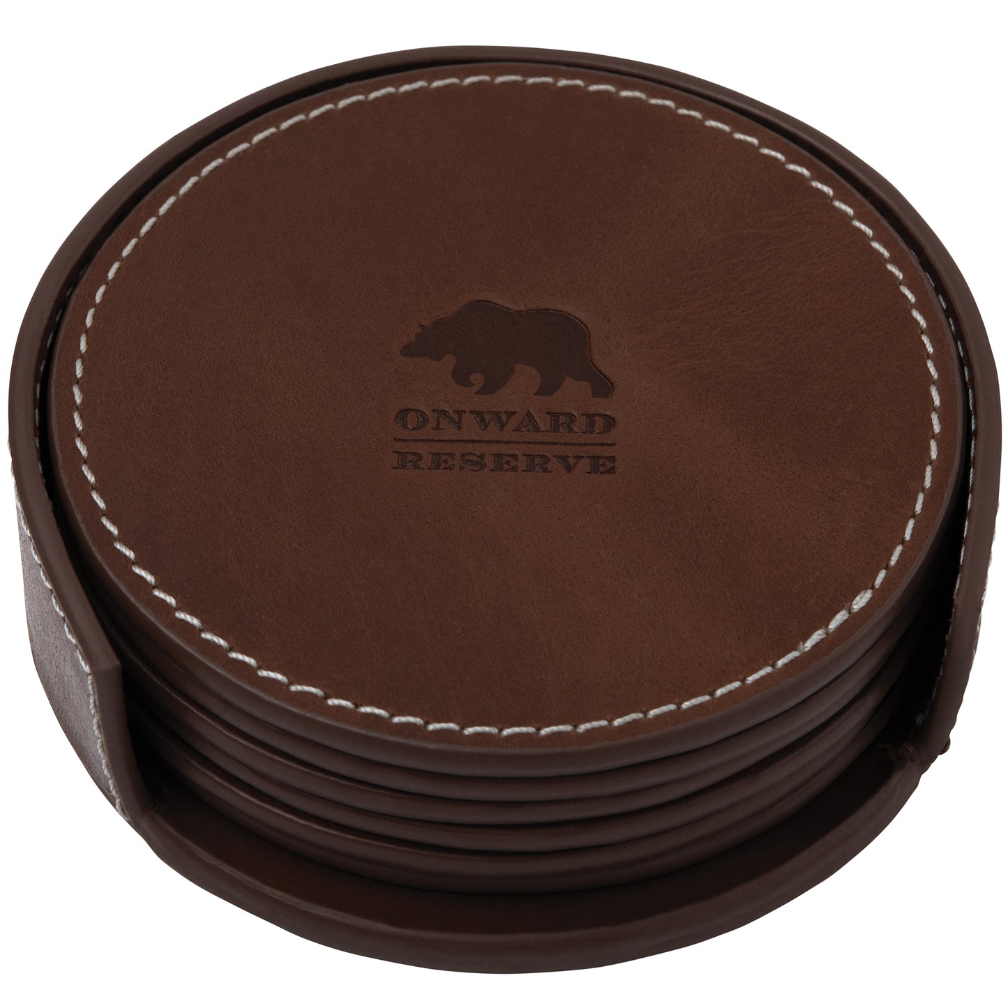 Leather Coaster Set - Tobacco