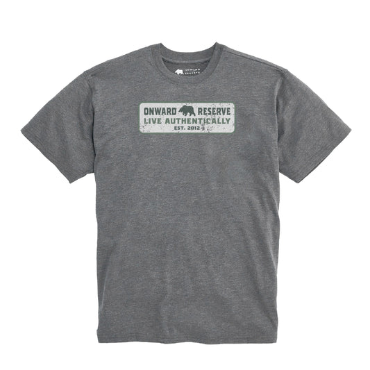 Live Authentically Vintage Wash Tee Shirt - Granite